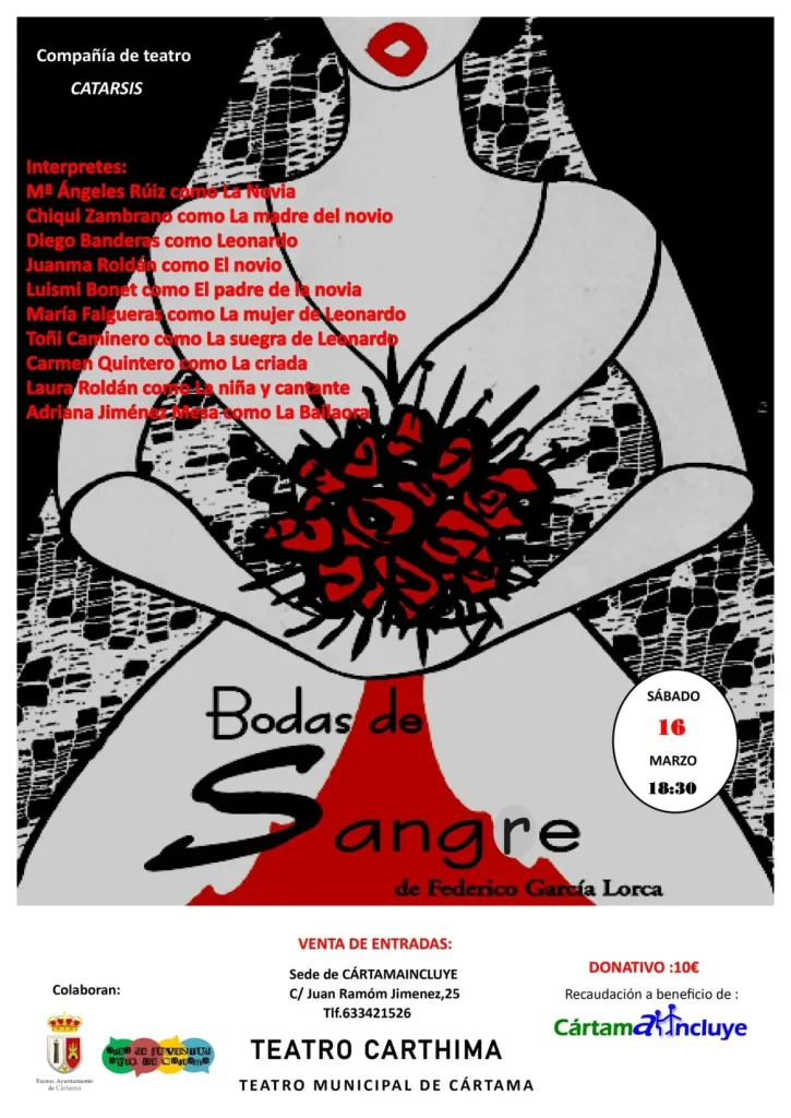 El Teatro Carthima acogerá la obra “Bodas de sangre” a beneficio de la asociación CÁRTAMAINCLUYE